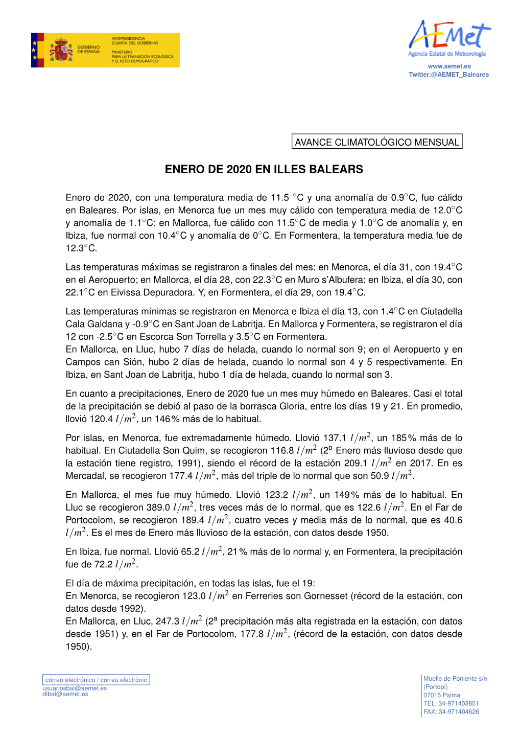 Enero De 2020 En Illes Balears