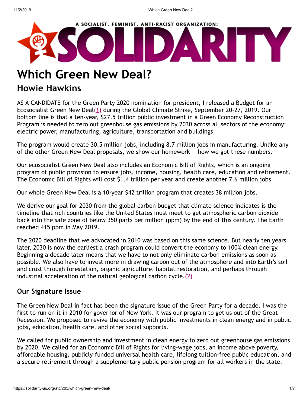 Which Green New Deal?