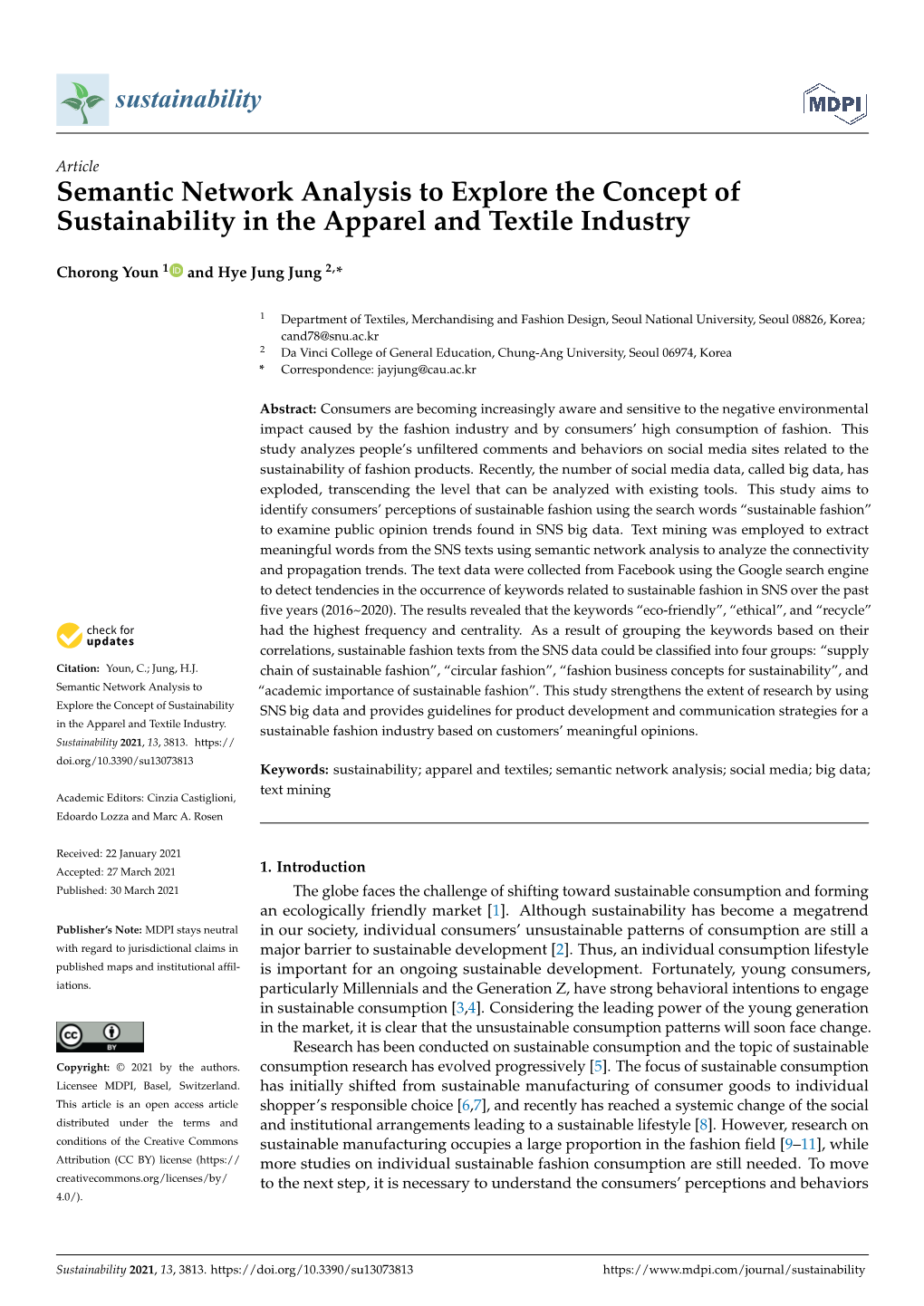 Semantic Network Analysis to Explore the Concept of Sustainability in the Apparel and Textile Industry