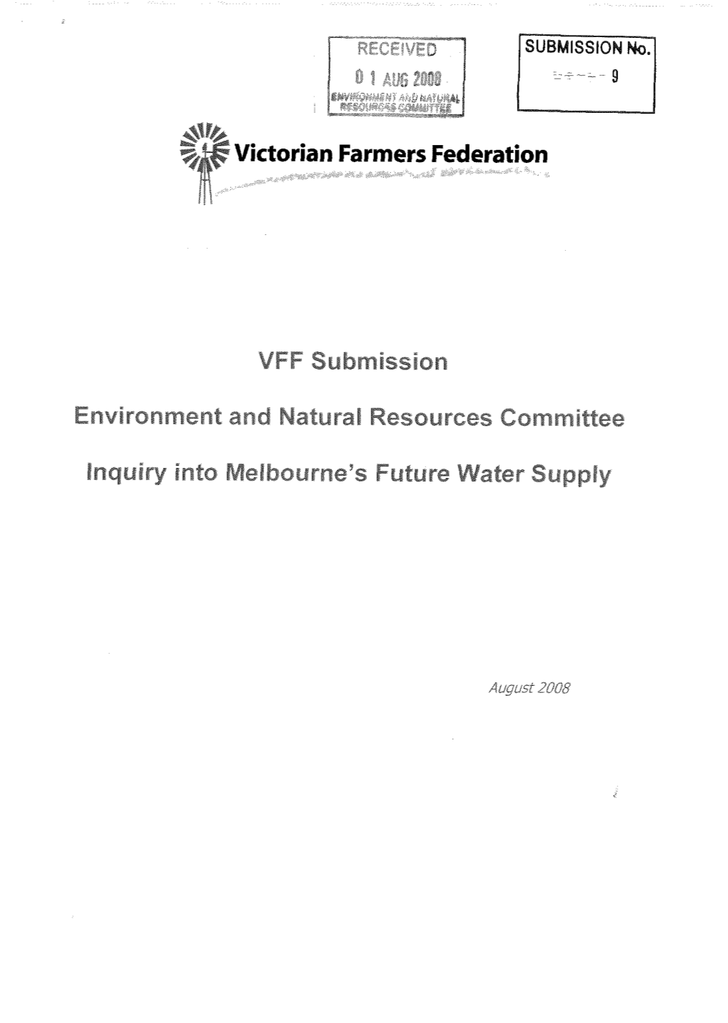 VFF Submission Inquiry Into Melbourne