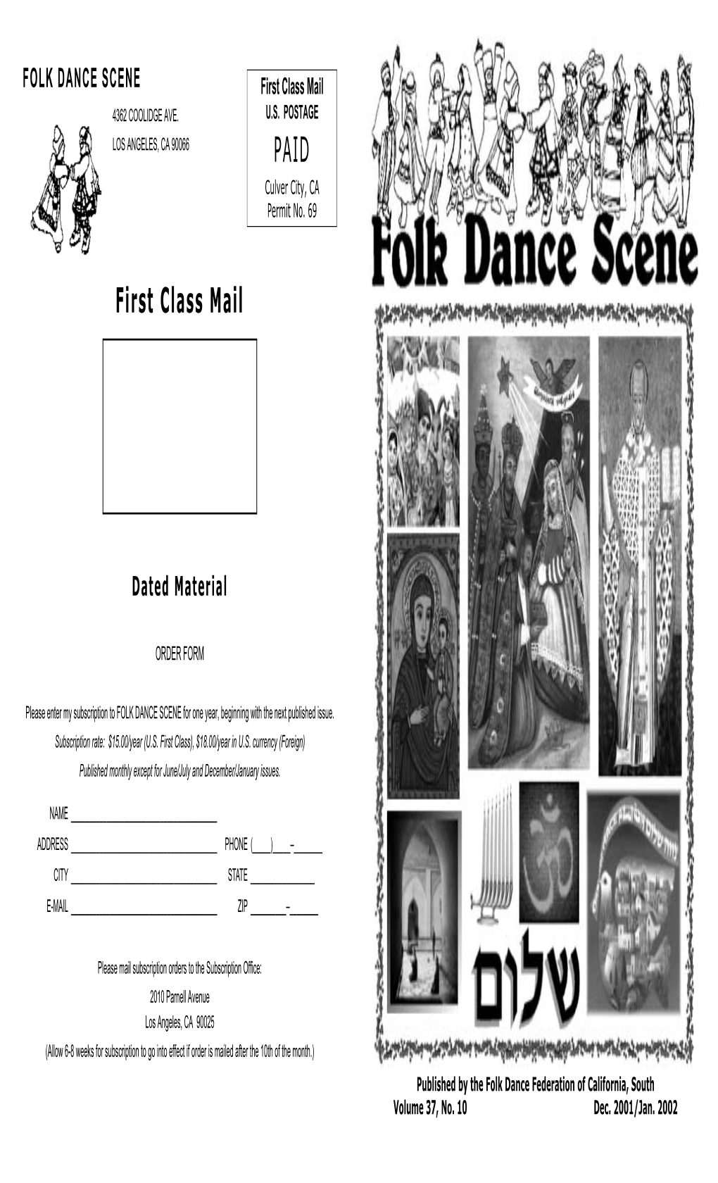 FOLK DANCE SCENE First Class Mail 4362 COOLIDGE AVE