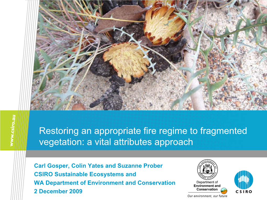 Restoring an Appropriate Fire Regime to Fragmented Vegetation: a Vital Attributes Approach