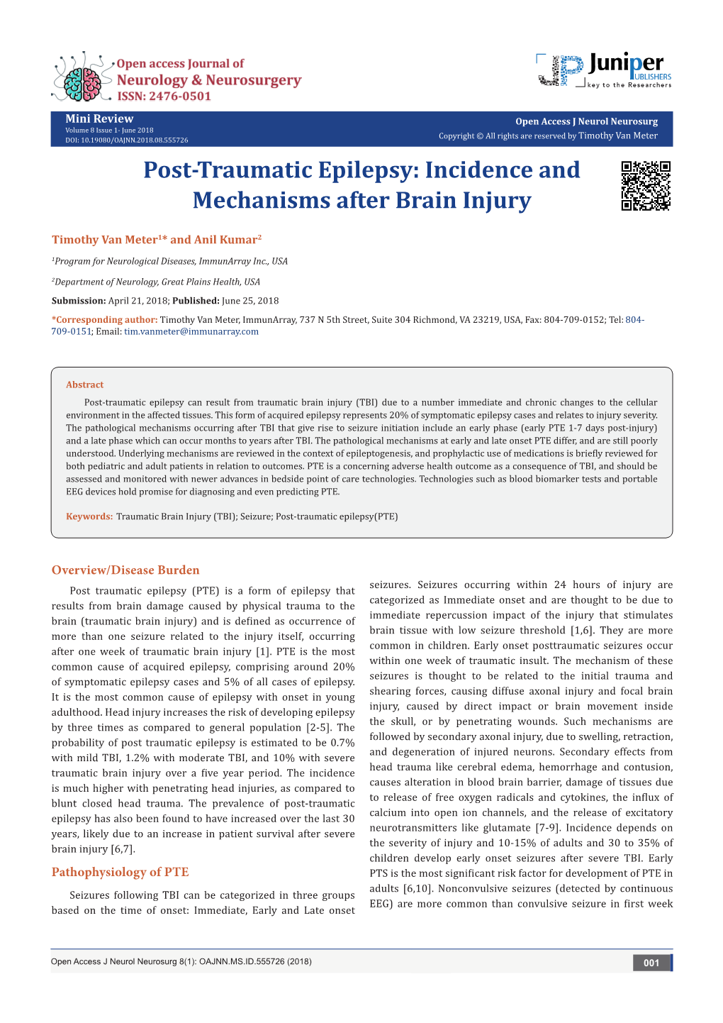 Post-Traumatic Epilepsy: Incidence and Mechanisms After Brain Injury