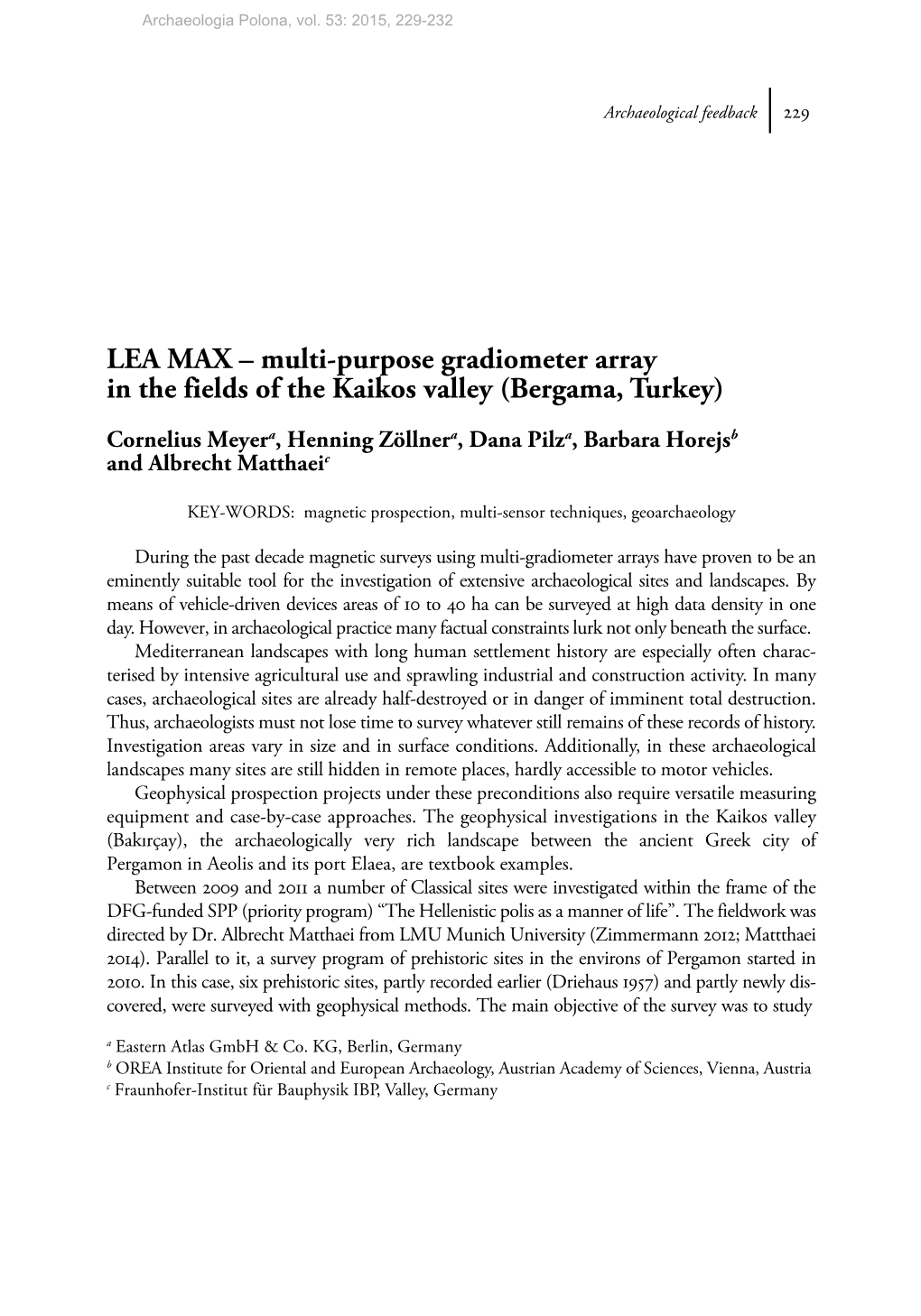 LEA MAX – Multi-Purpose Gradiometer Array in the Fields of the Kaikos Valley (Bergama, Turkey)