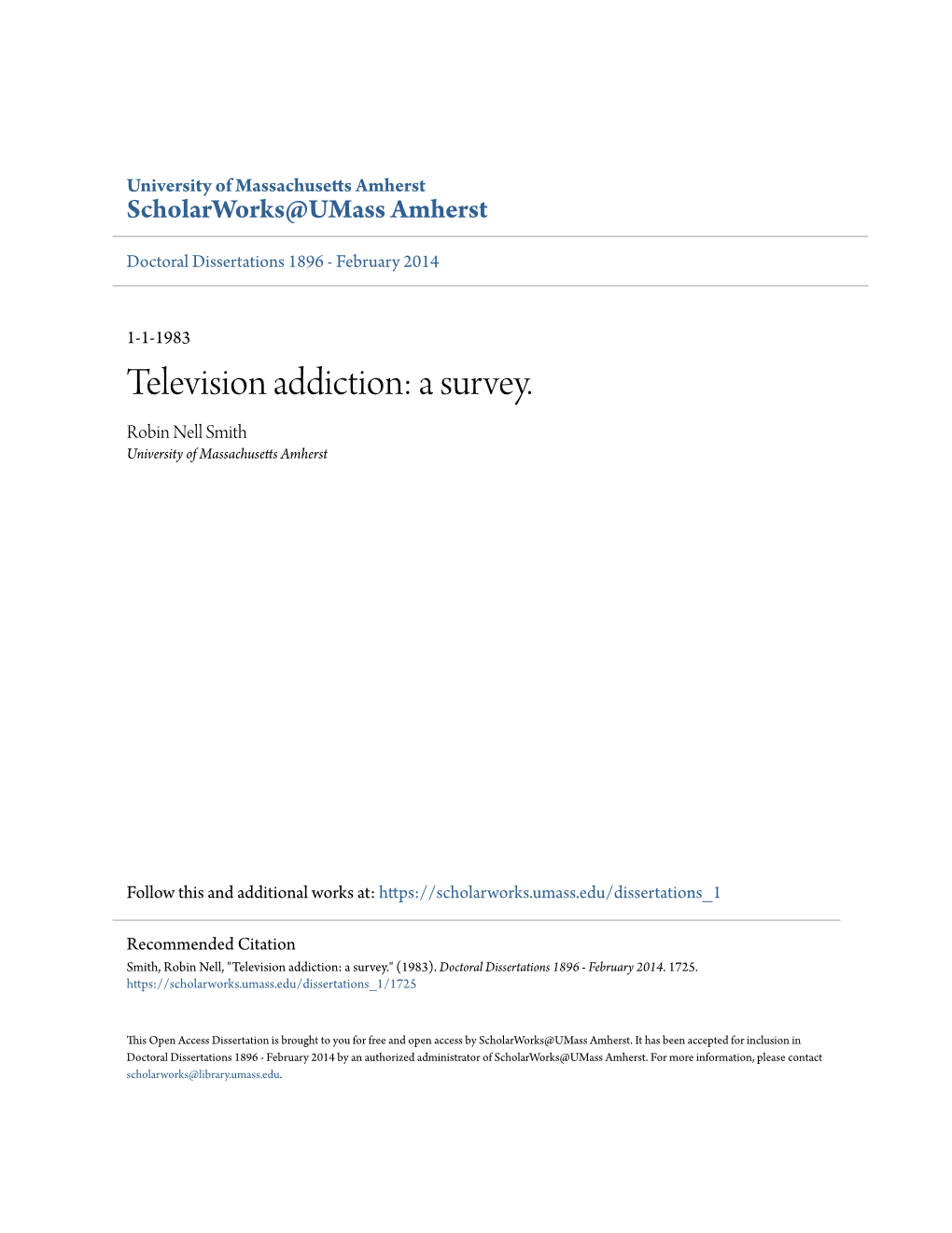 Television Addiction: a Survey