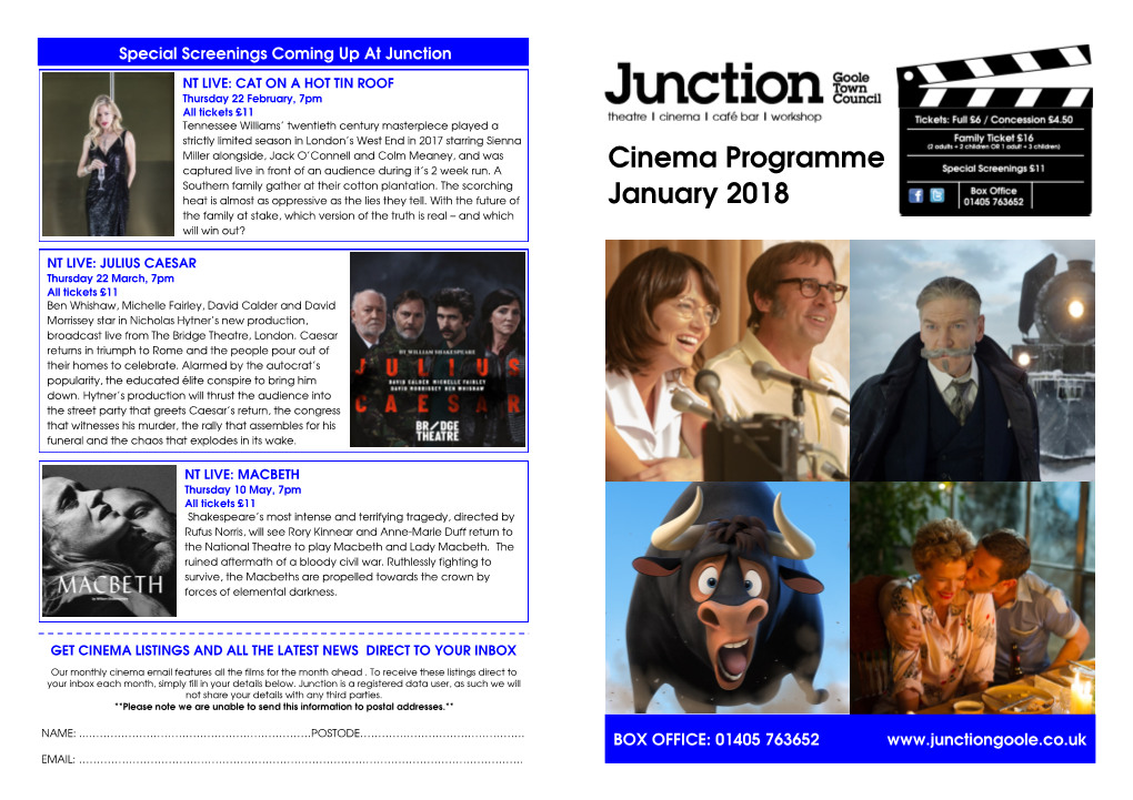 Cinema Programme January 2018