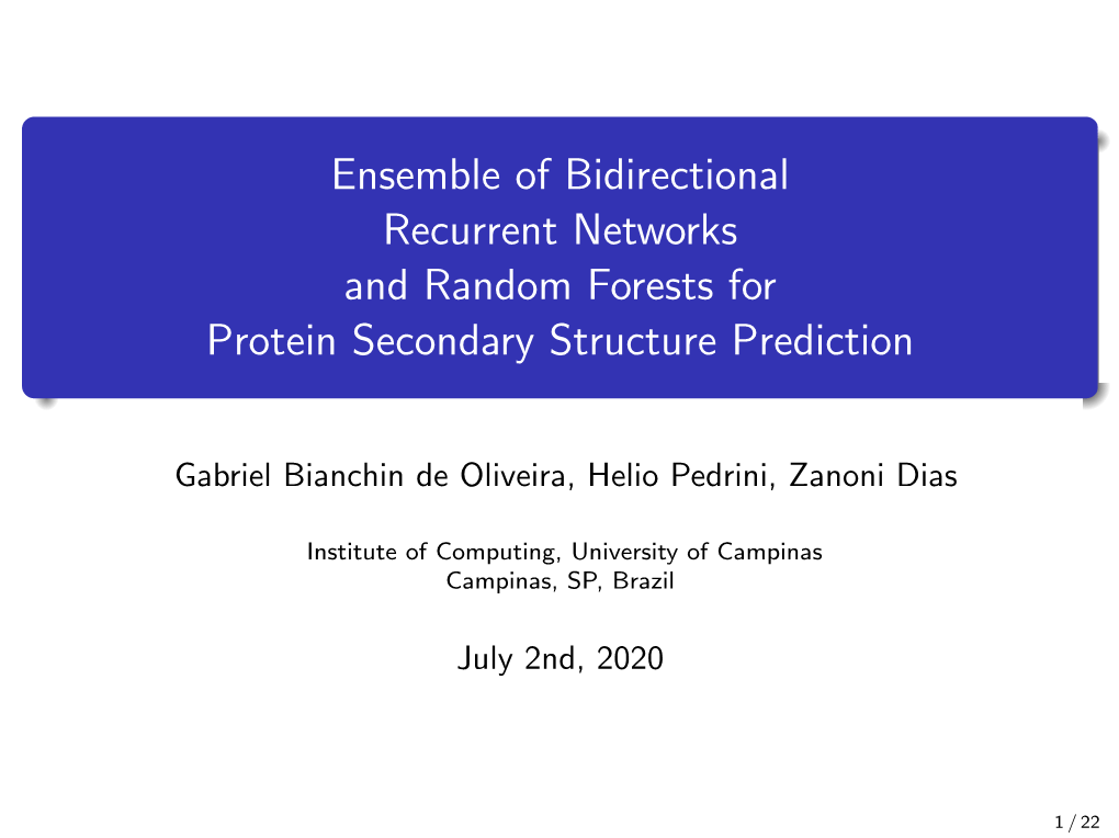 Ensemble of Bidirectional Recurrent Networks and Random Forests for Protein Secondary Structure Prediction