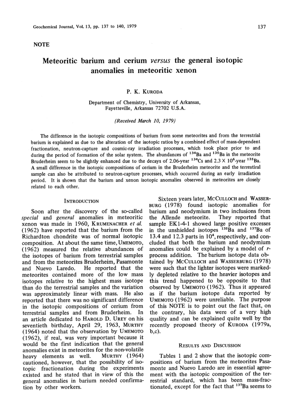 Meteoritic Barium and Anomalies Cerium Versus in Meteoritic The