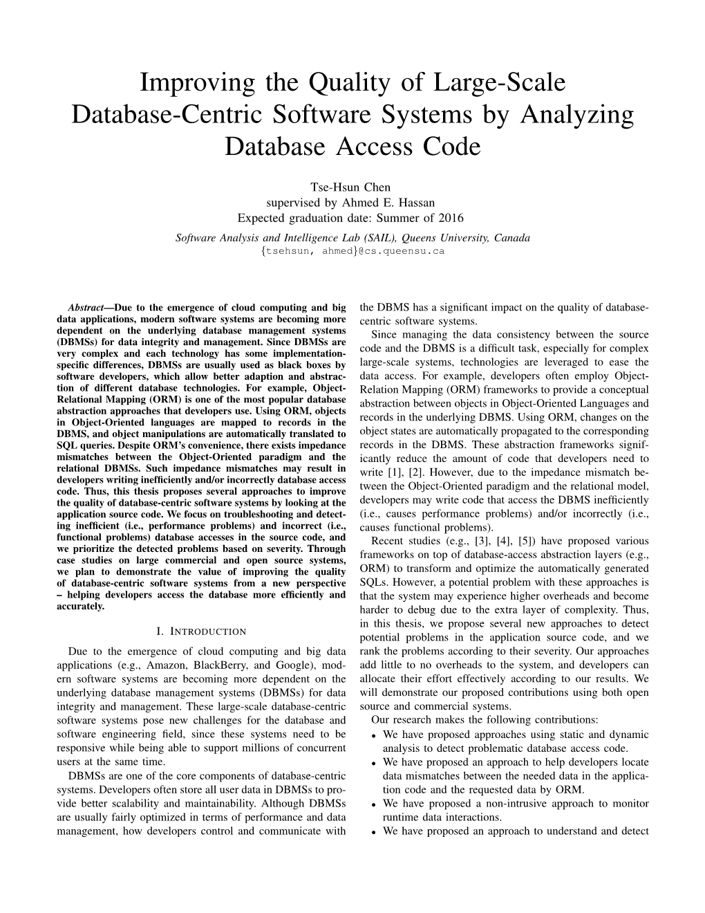 Improving the Quality of Large-Scale Database-Centric Software Systems by Analyzing Database Access Code