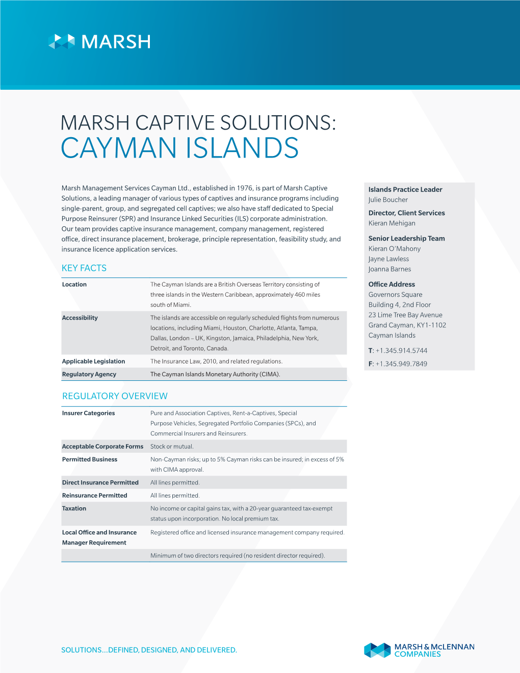 Marsh Captive Solutions: Cayman Islands