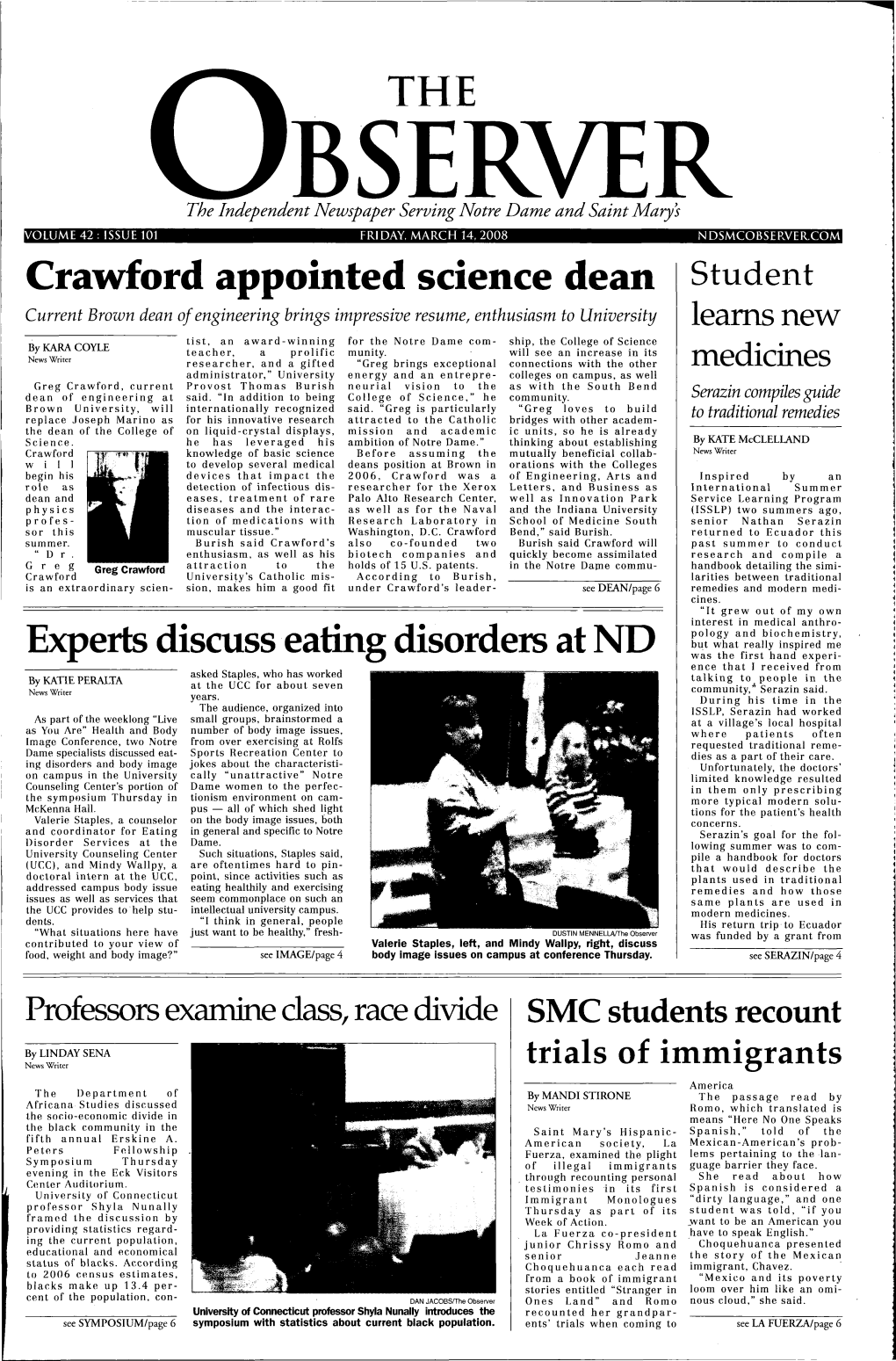 Crawford Appointed Science Dean Experts Discuss Eating Disorders At