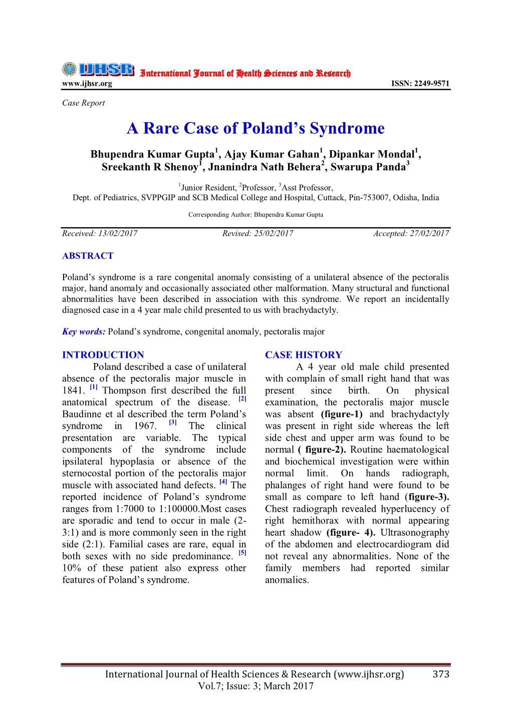 A Rare Case of Poland's Syndrome