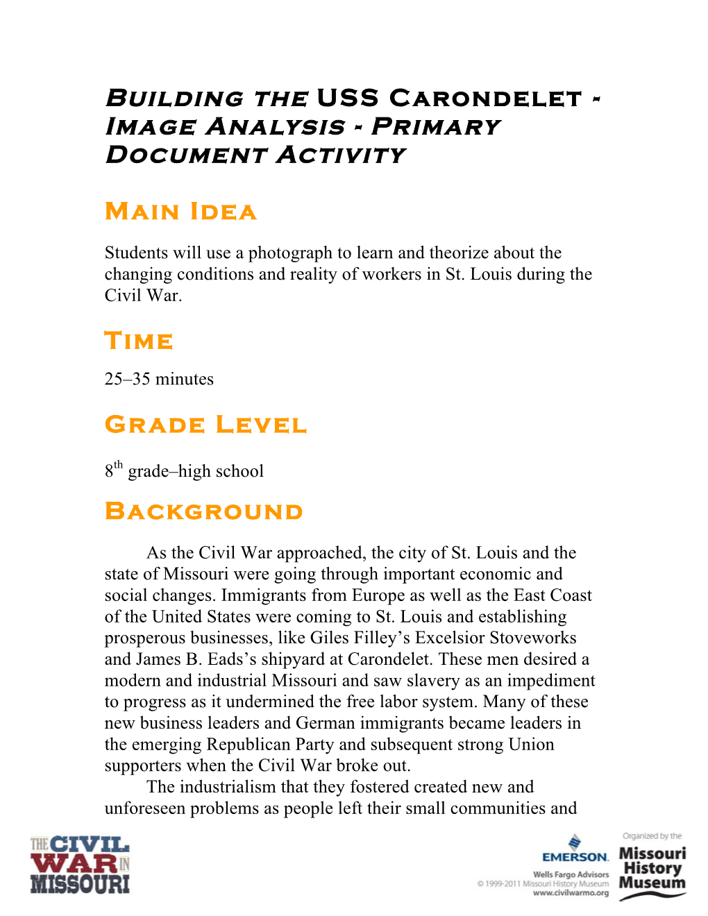 Building the USS Carondelet - Image Analysis - Primary Document Activity