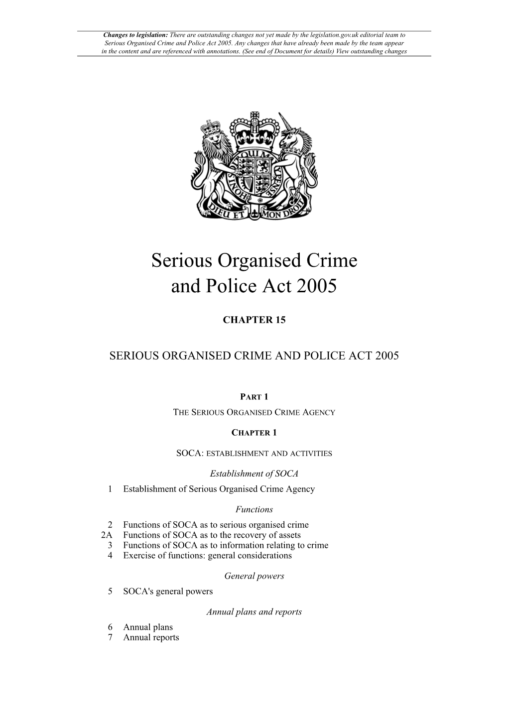 Serious Organised Crime and Police Act 2005