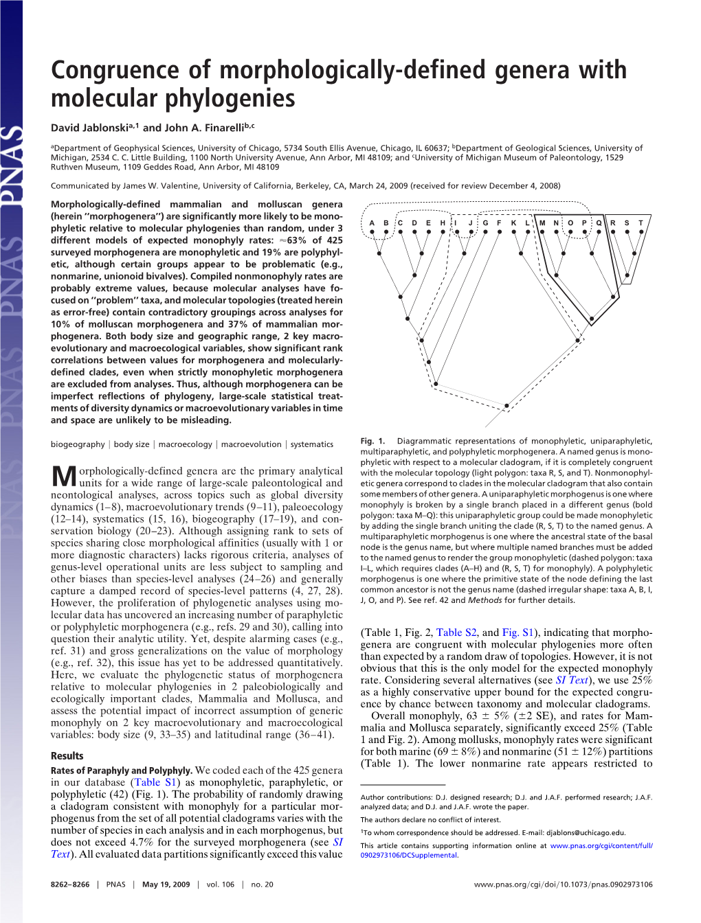 Congruence of Morphologically-Defined Genera with Molecular Phylogenies