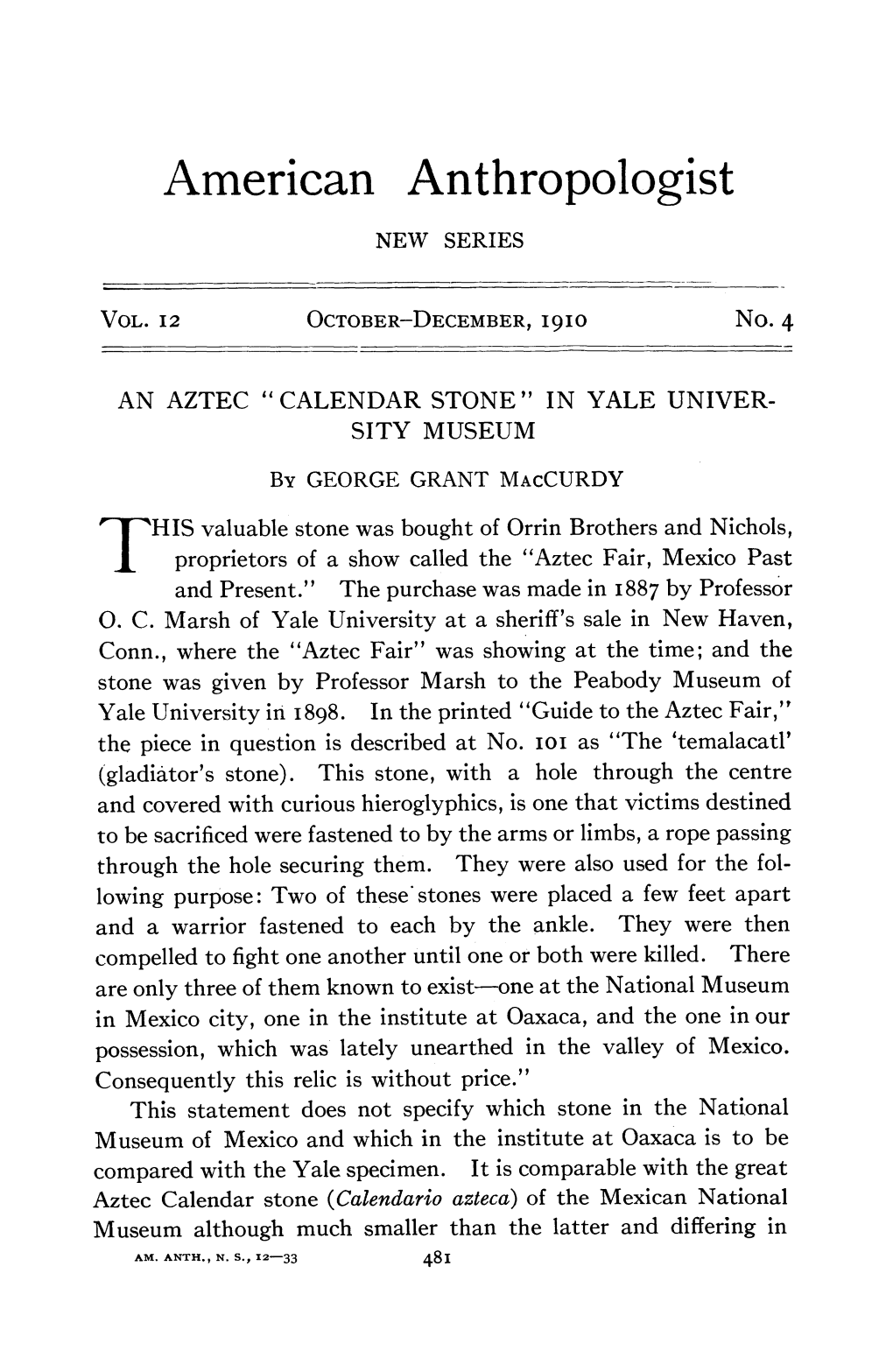 An Aztec "Calendar Stone" in Yale University Museum