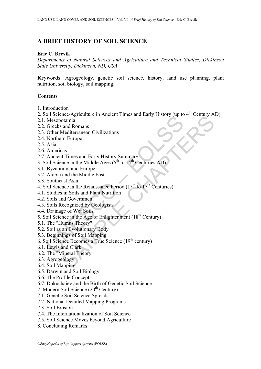 A Brief History of Soil Science - Eric C
