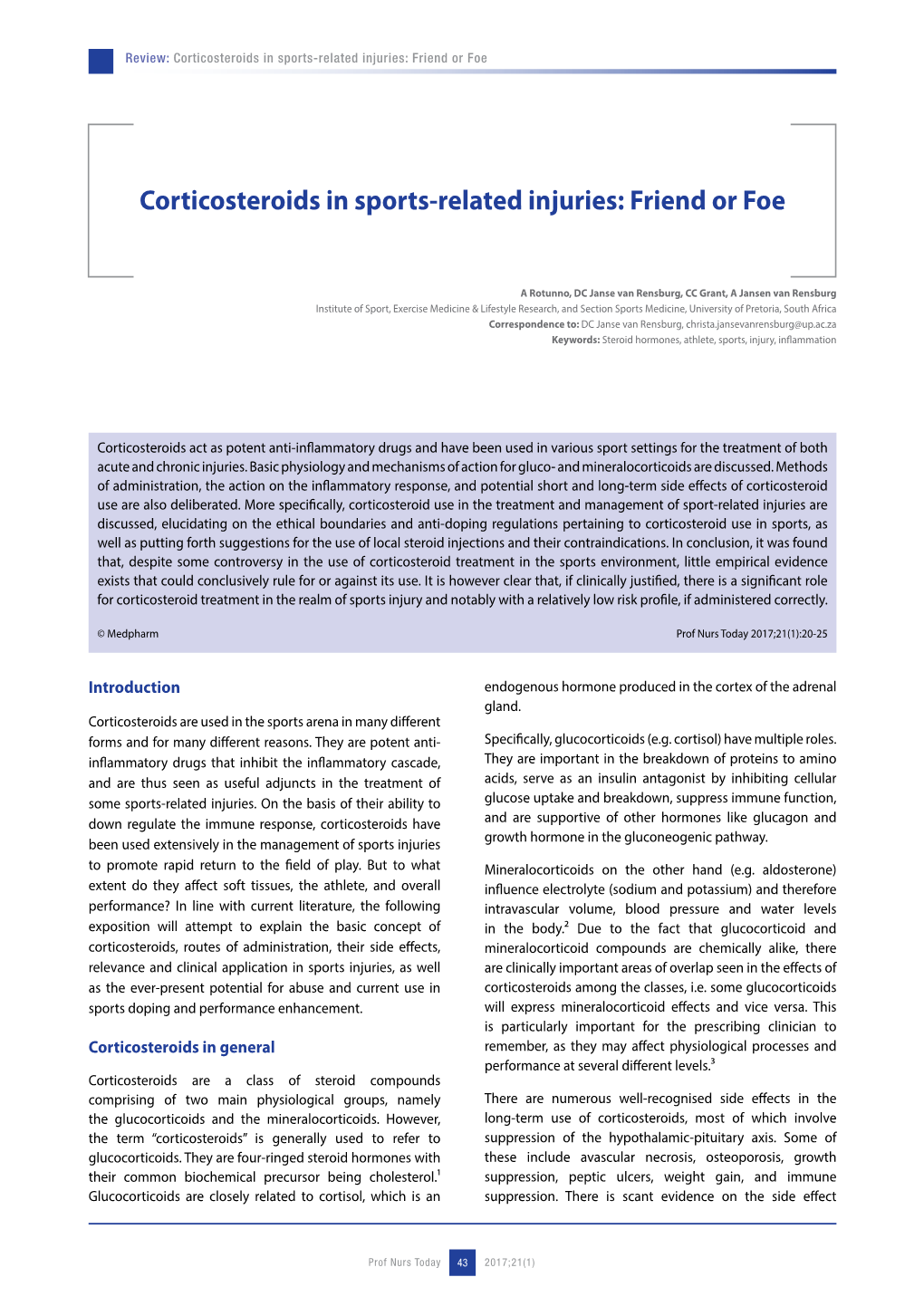 Corticosteroids in Sports-Related Injuries: Friend Or Foe