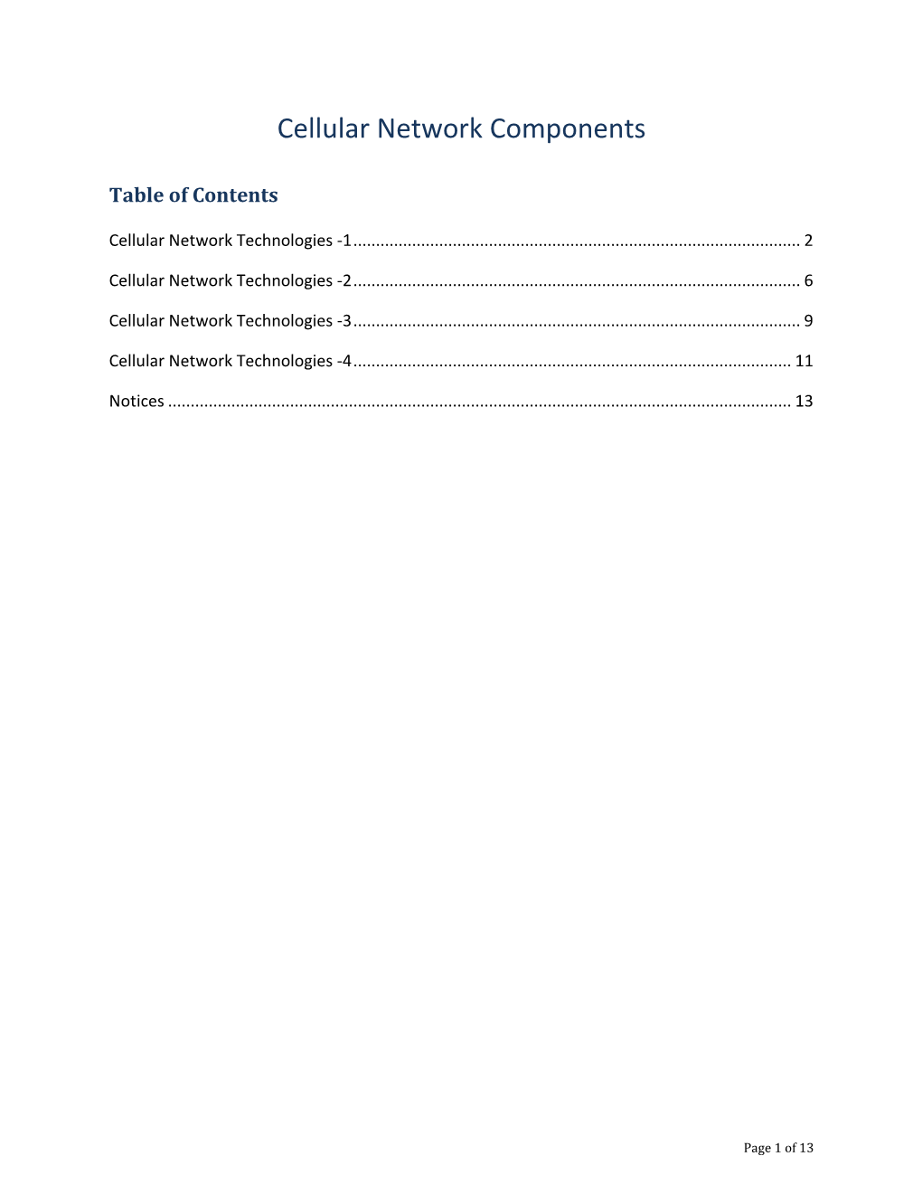 Cellular Network Components