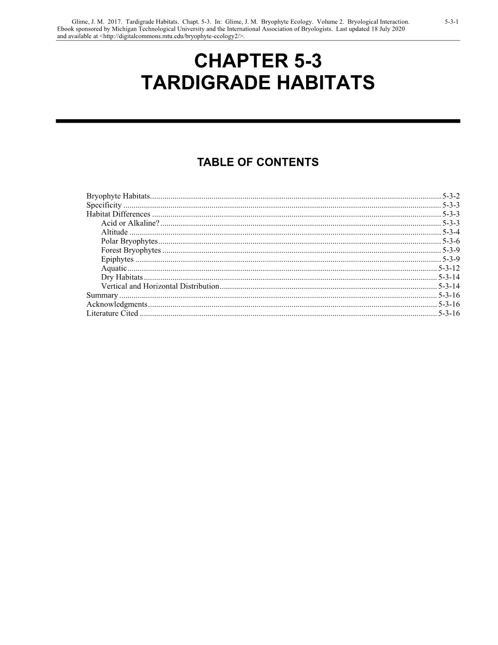 Volume 2, Chapter 5-3: Tardigrade Habitats