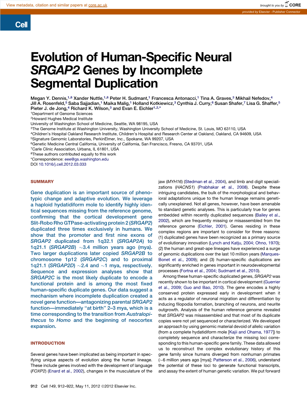 Evolution of Human-Specific Neural SRGAP2 Genes By