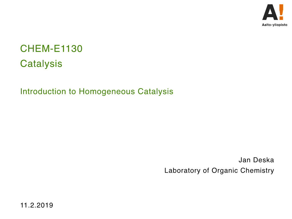 CHEM-E1130 Catalysis