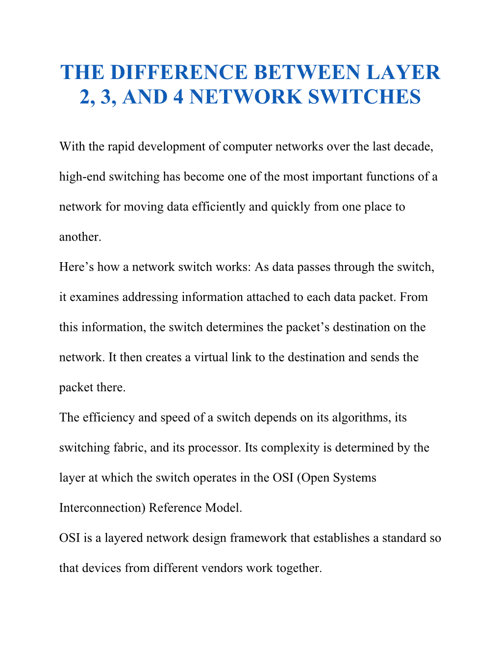 The Difference Between Layer 2, 3, and 4 Network Switches