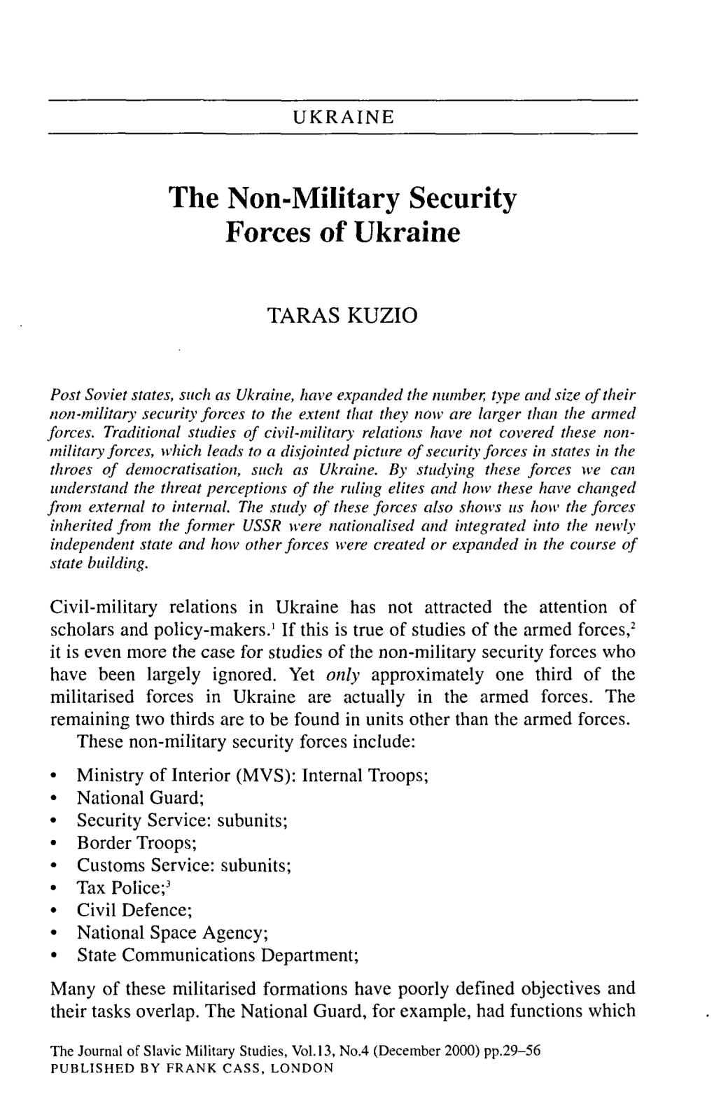 The Non-Military Security Forces of Ukraine