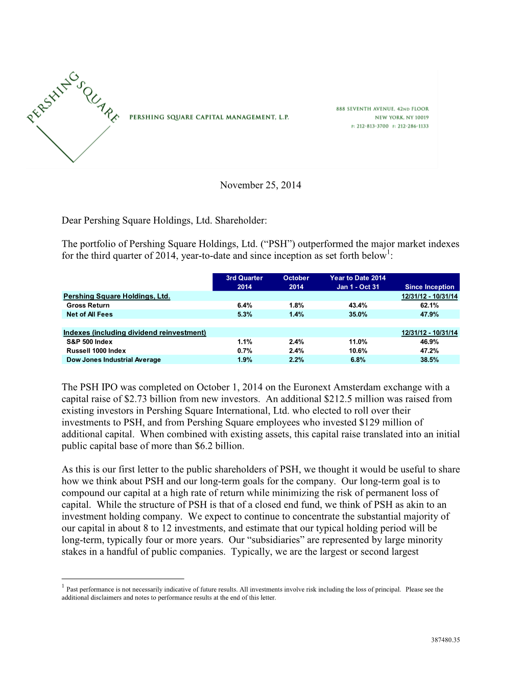 The Portfolio of Pershing Square Holdings, Ltd