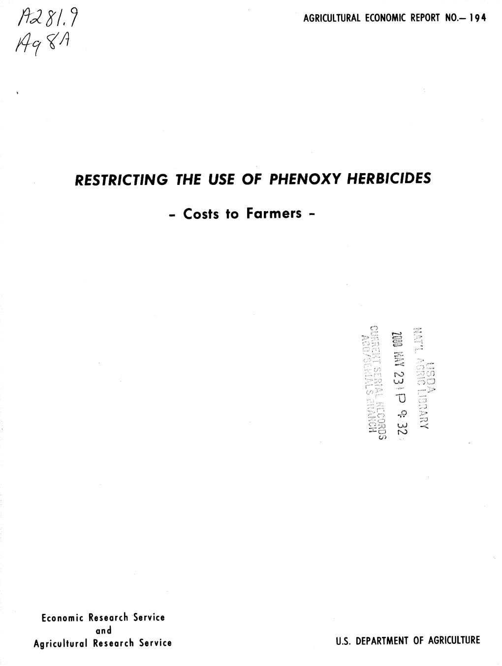 Restr/Ct/Ng the Use of Phenoxy Herbicides