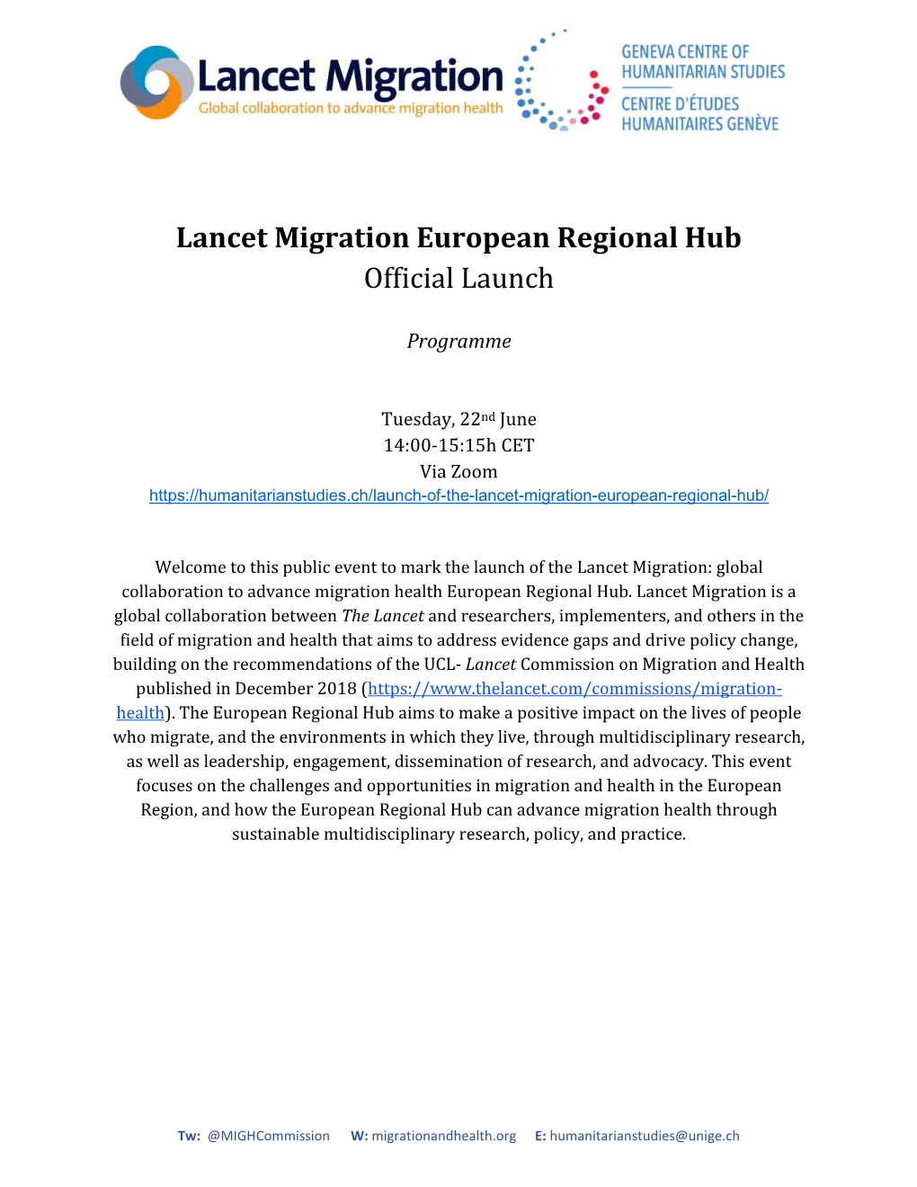 Lancet Migration European Regional Hub Official Launch