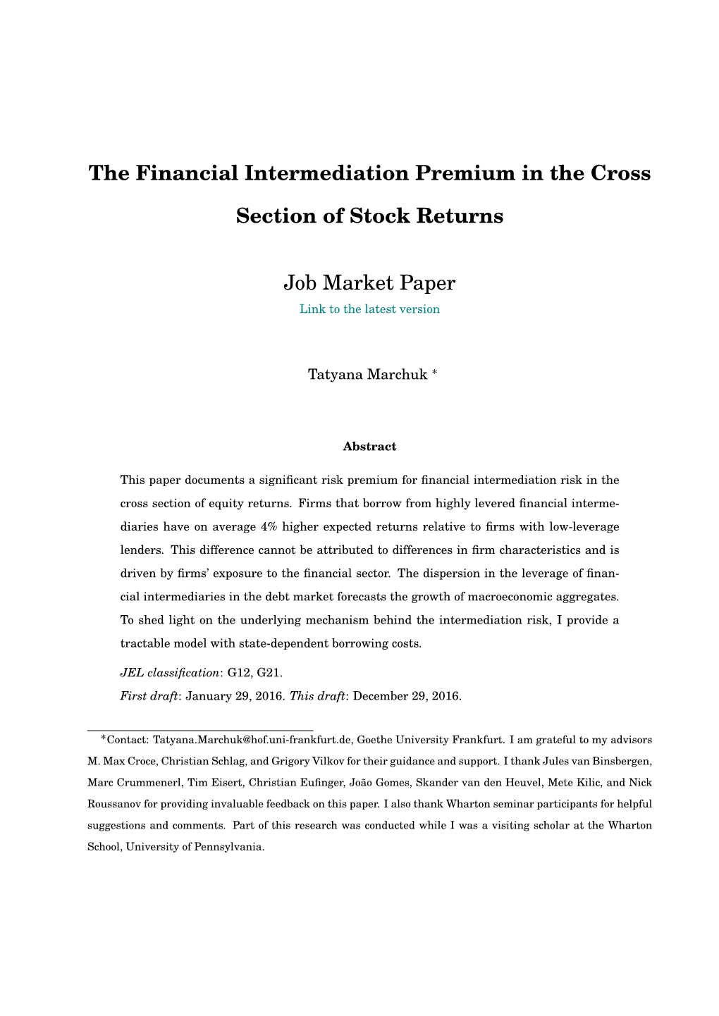 The Financial Intermediation Premium in the Cross Section of Stock Returns