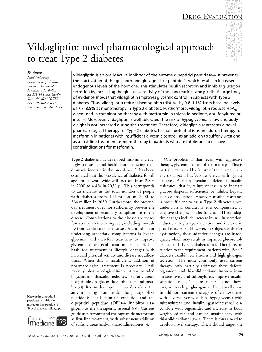 Vildagliptin: Novel Pharmacological Approach to Treat Type 2 Diabetes