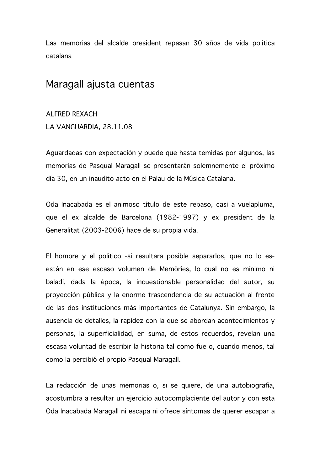 Maragall Ajusta Cuentas