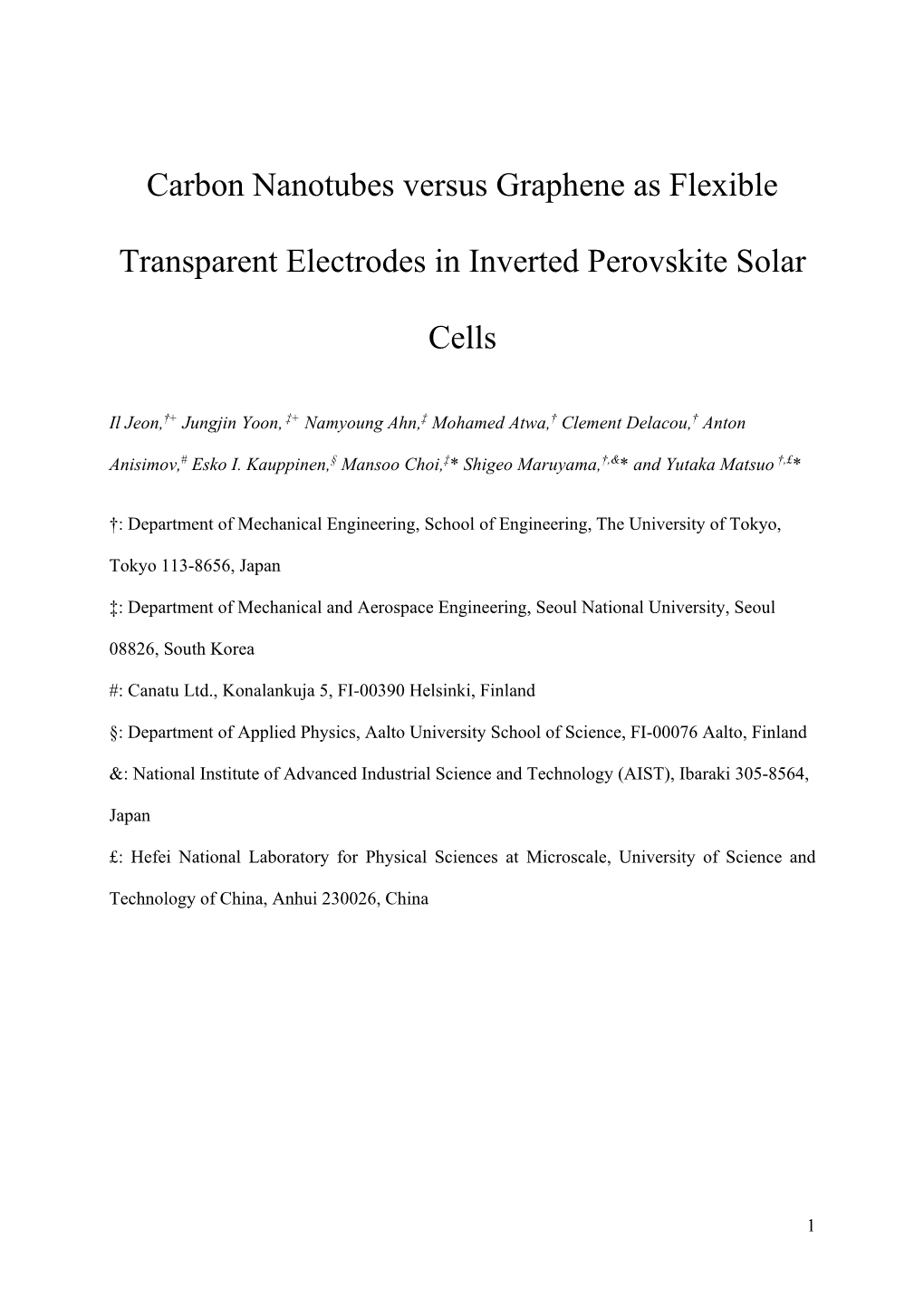 Carbon Nanotubes Versus Graphene As Flexible Transparent Electrodes