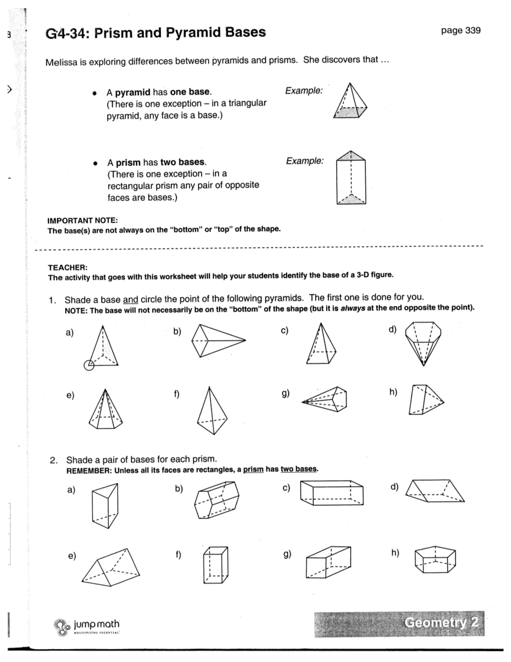 G4-34: Prism and Pyramid Bases Page 339
