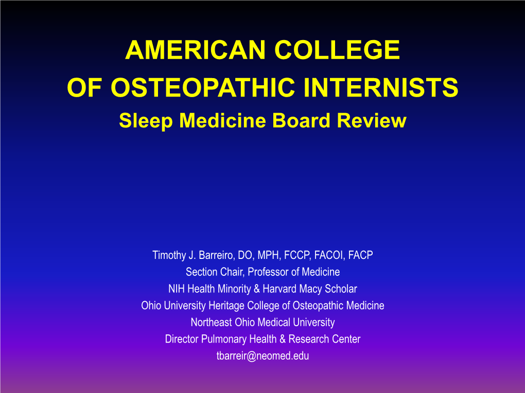 Sleep Medicine Board Review