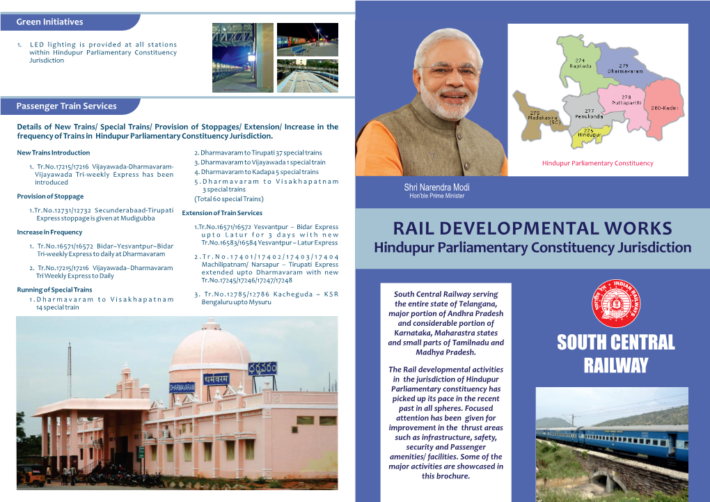 RAIL DEVELOPMENTAL WORKS Hindupur Parliamentary Constituency Jurisdiction