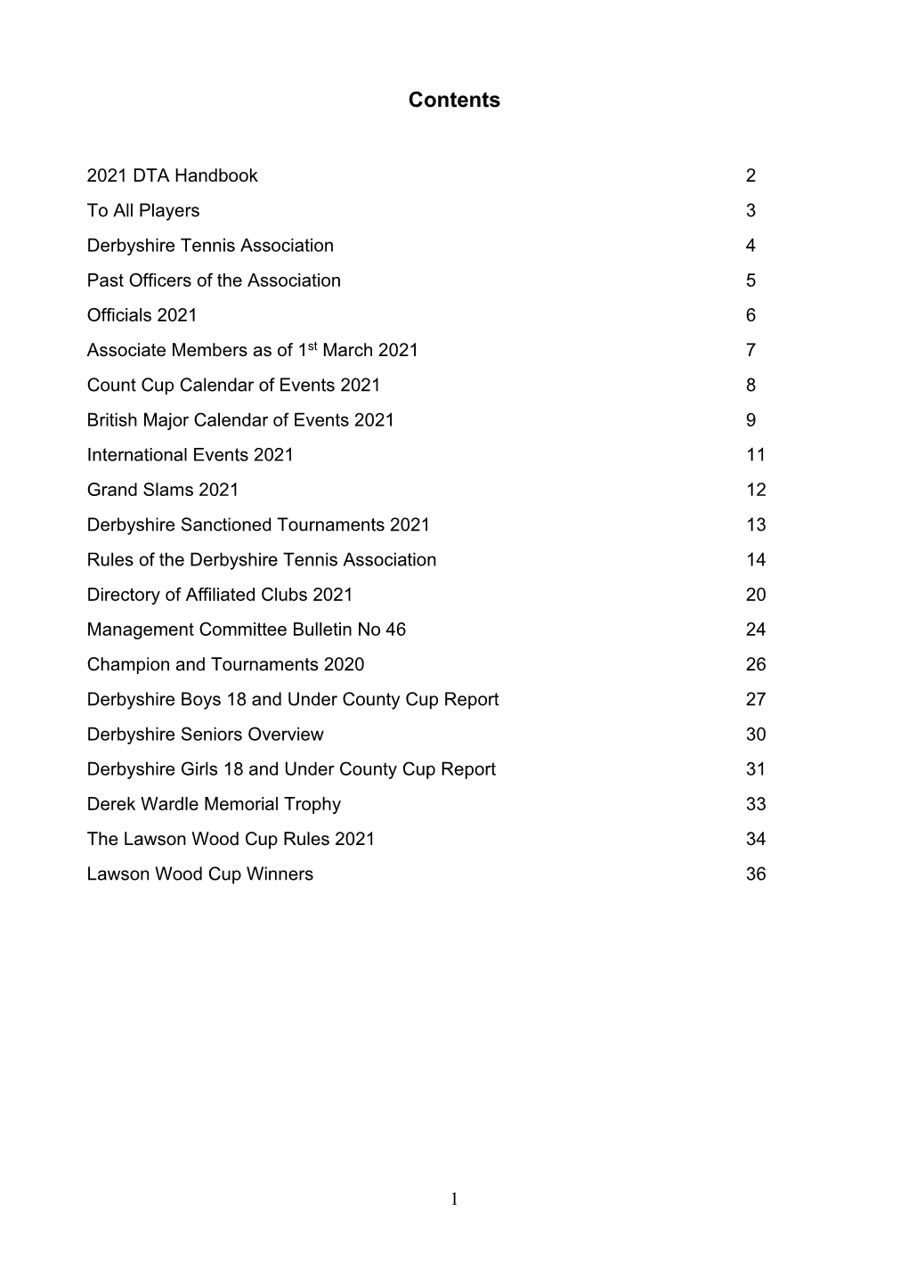 Derbyshire Tennis Association Handbook 2021