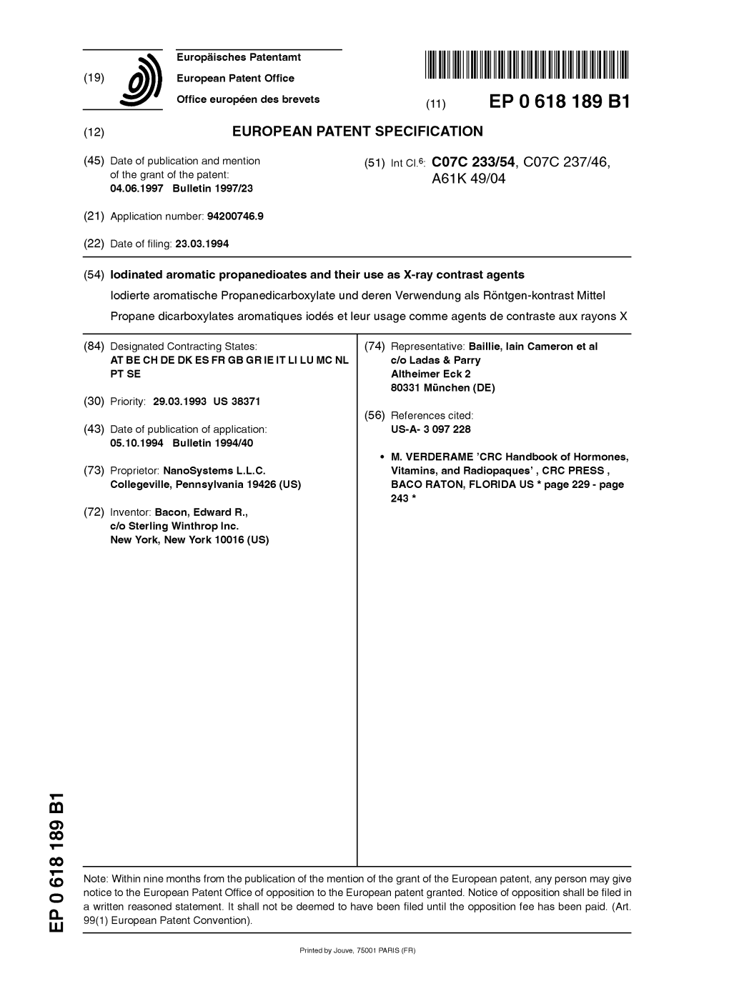 Iodinated Aromatic Propanedioates and Their Use