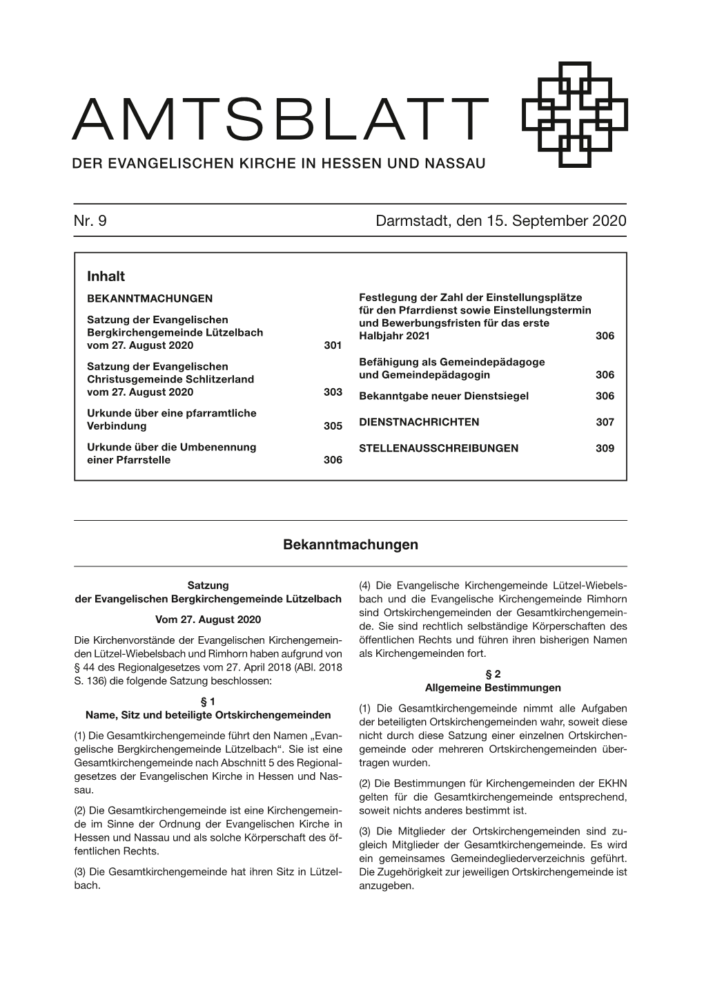 Amtsblatt EKHN 2020 Nr. 9