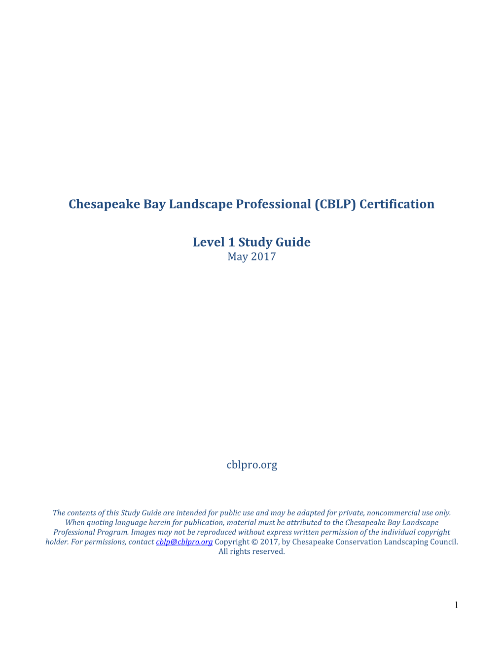 (CBLP) Certification Level 1 Study Guide