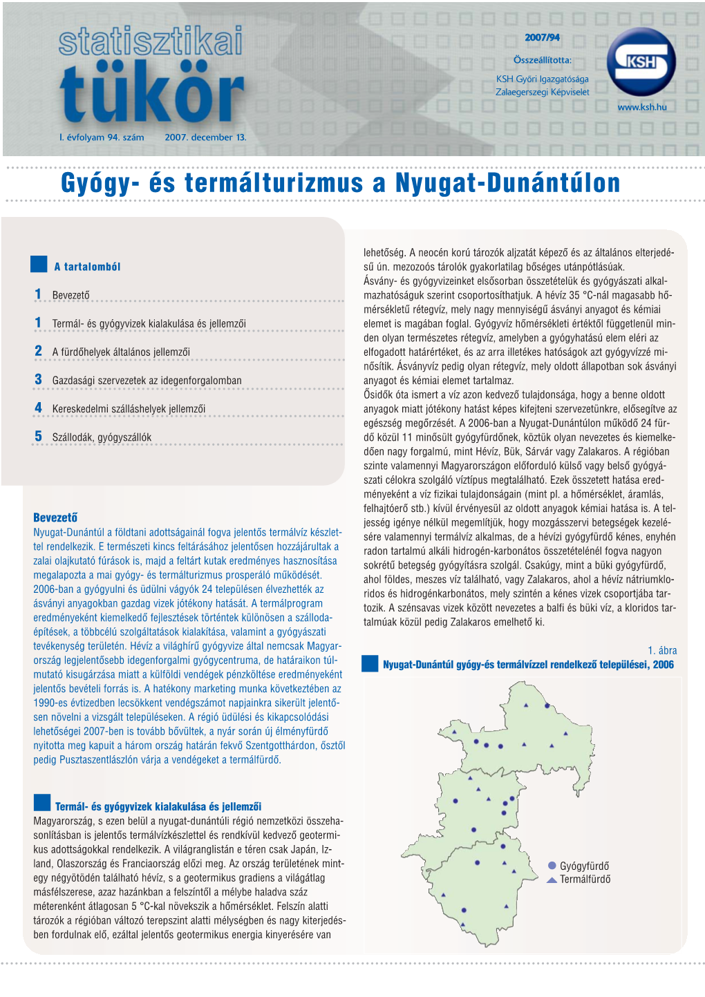 Gyógy- És Termálturizmus a Nyugat-Dunántúlon