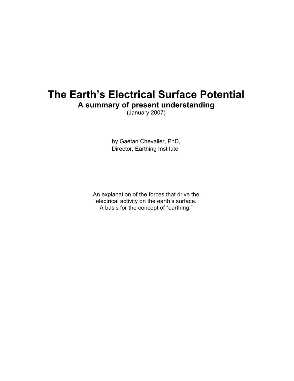 The Earth's Electrical Surface Potential
