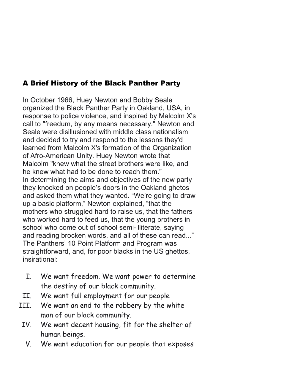 A Brief History of the Black Panther Party