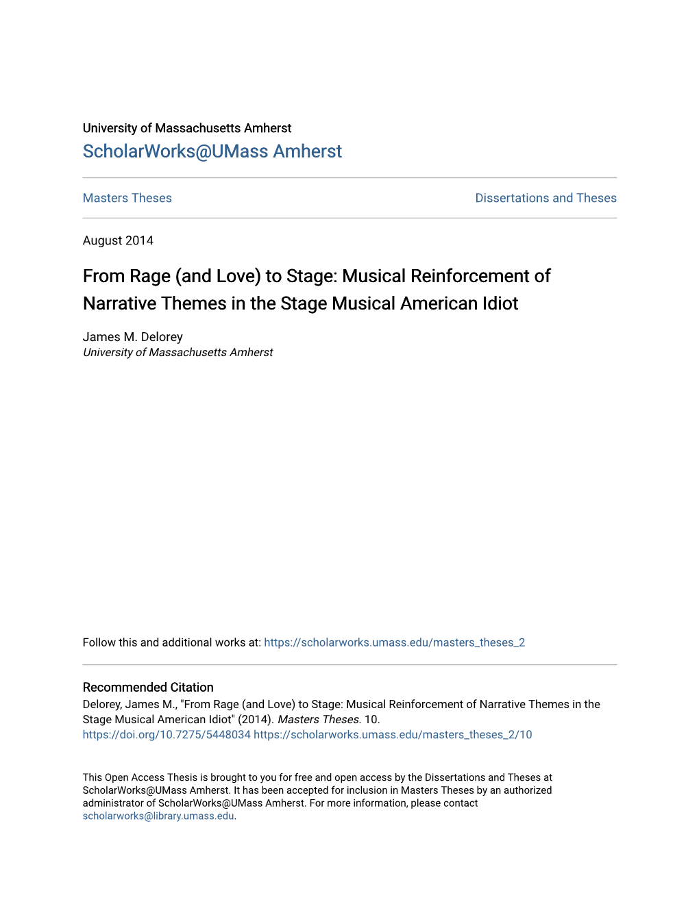 Musical Reinforcement of Narrative Themes in the Stage Musical American Idiot