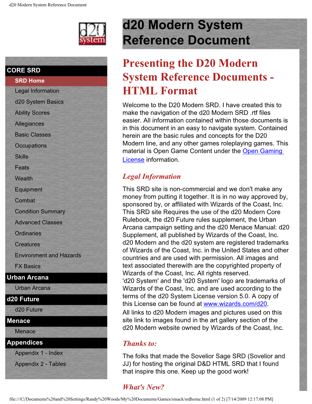 D20 Modern System Reference Document