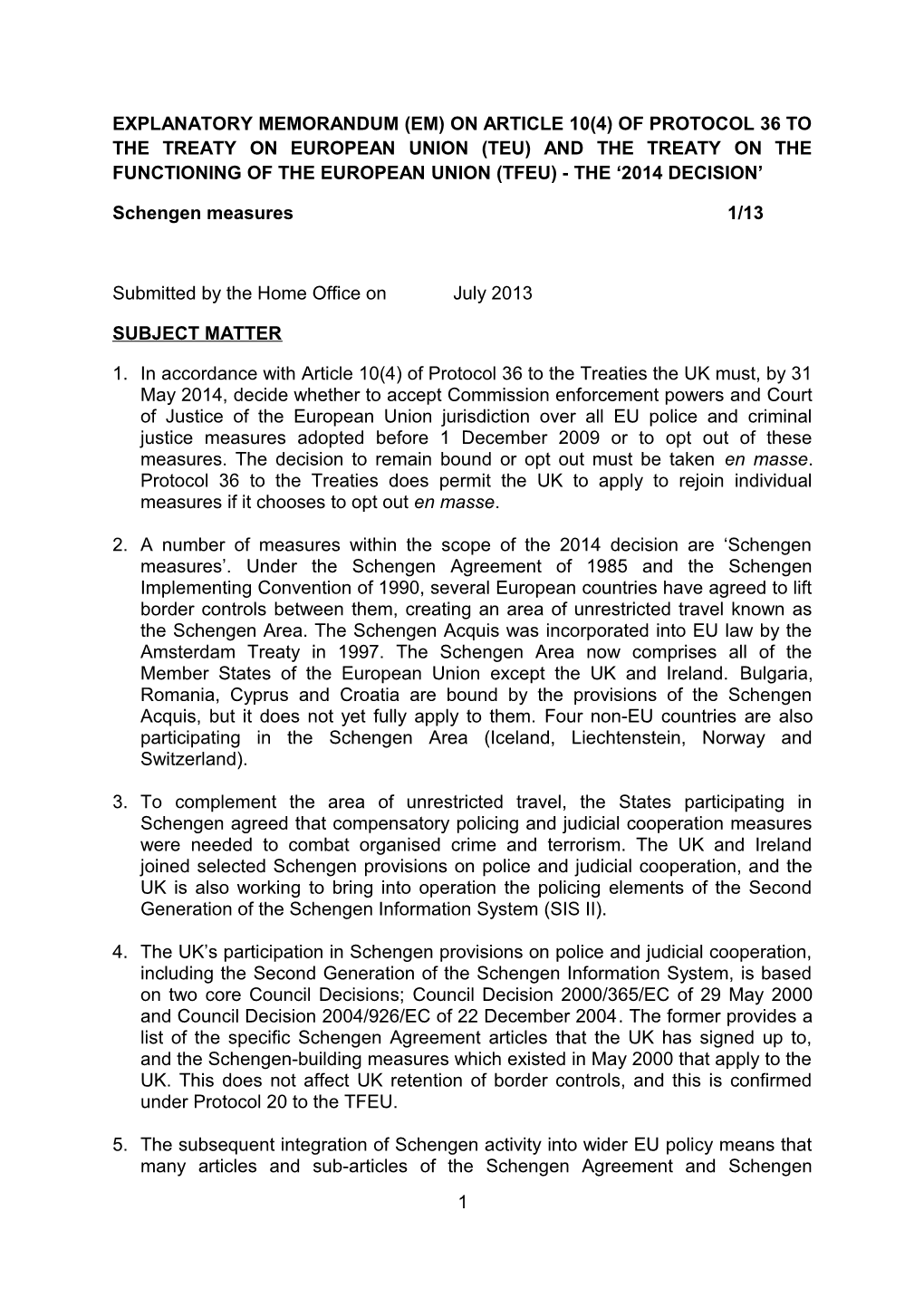 Schengen Measures 1/13