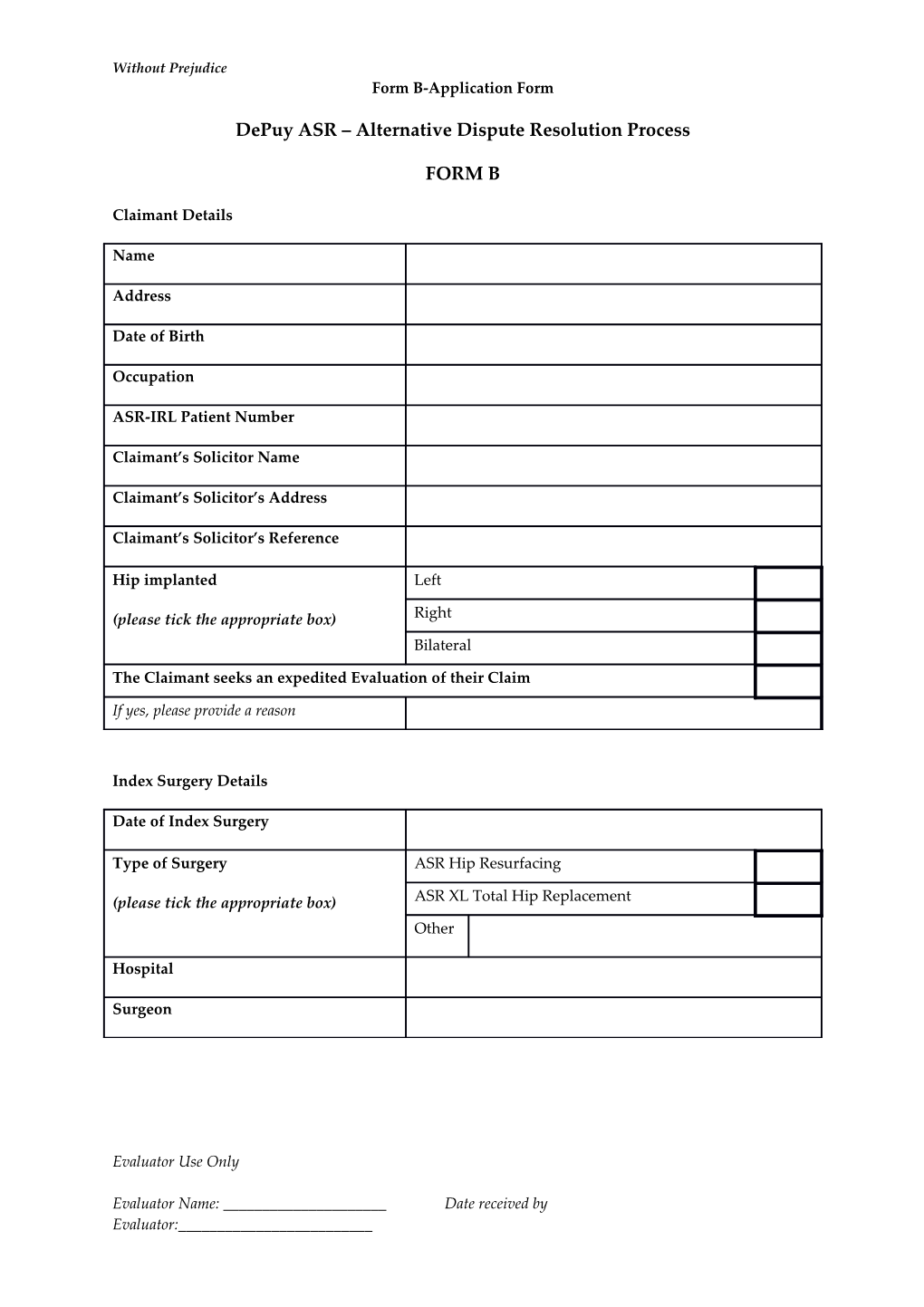 Depuy ASR Alternative Dispute Resolution Process