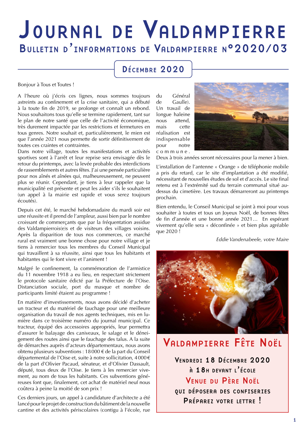 Journal De Valdampierre Bulletin D’Informations De Valdampierre N°2020/03